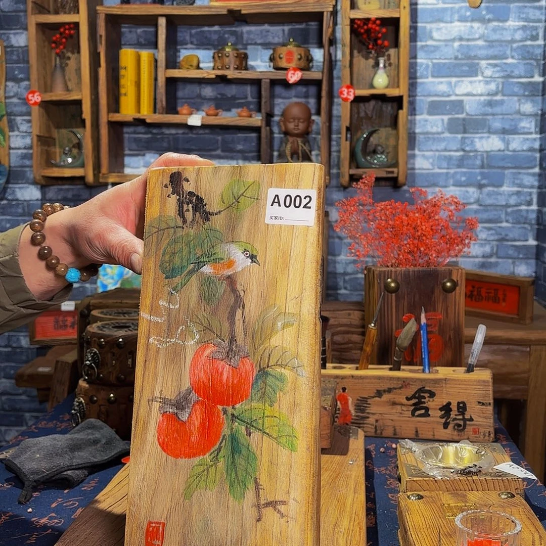 风化老门板丙烯画