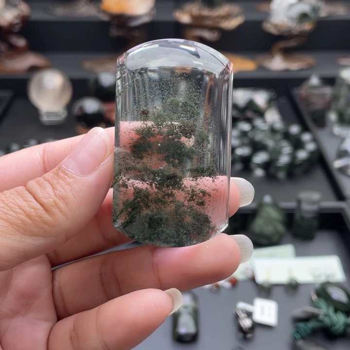N***煜未镶嵌水晶颈饰绿幽灵吊坠打孔定制不退换