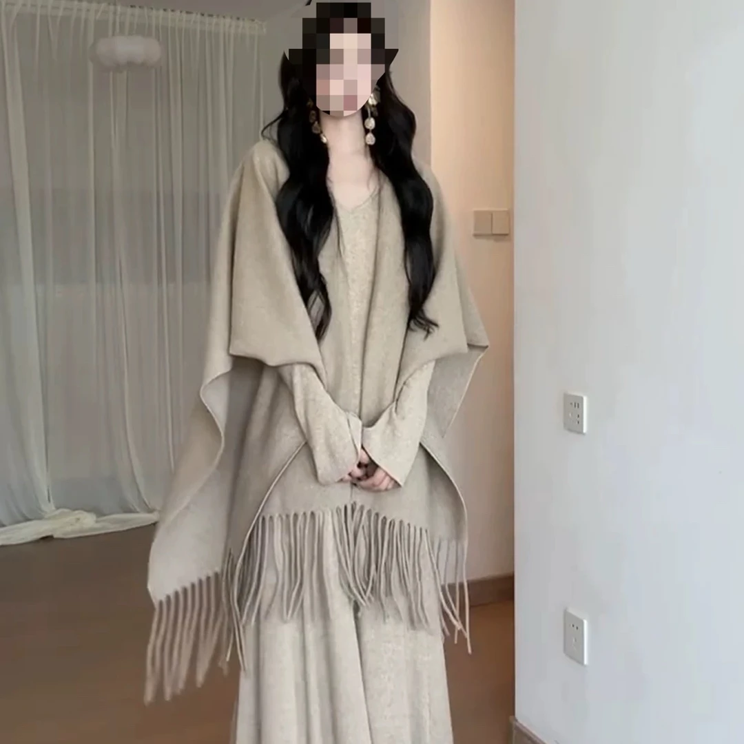 大码法式气质御姐风高级感杏色连衣裙子女新款修身内搭长裙85062
