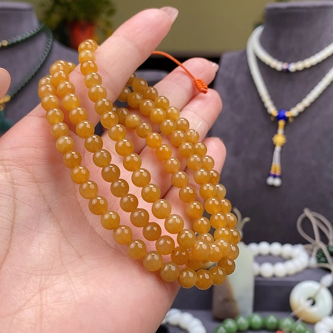 和田玉未镶嵌挂件满糖6毫米108圆珠