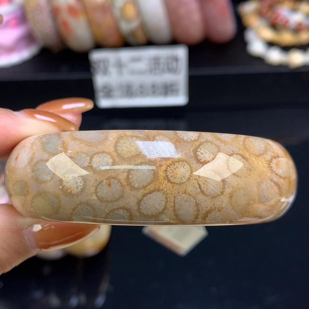 【闪购商品】颈饰未镶嵌硅化珊瑚（珊瑚玉）绿糖底豹纹57（41号）