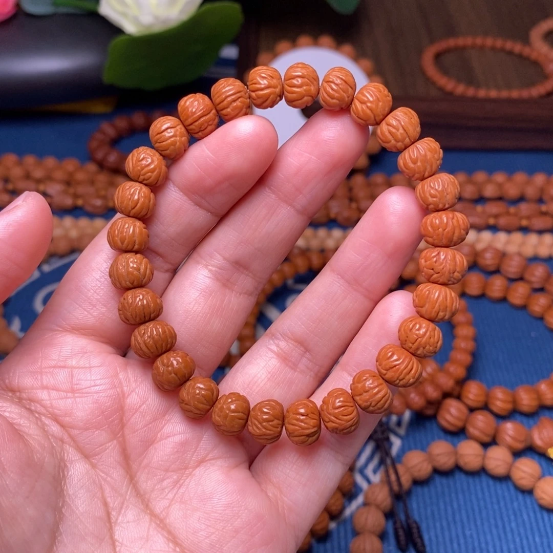 手串桃核9mm野生凤羽聚宝盆桃核手串