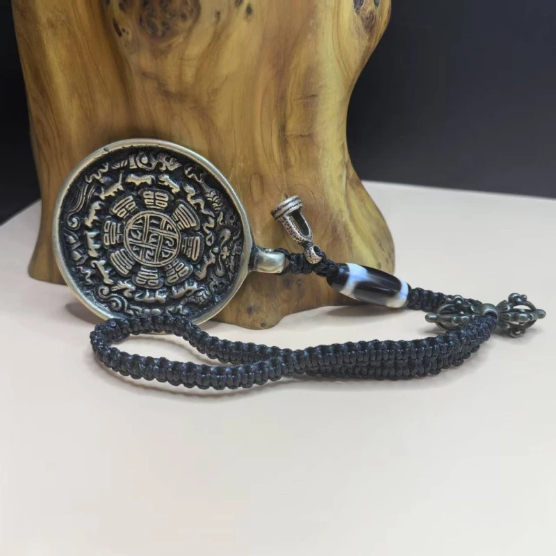 藏式手把件铜材质家居饰品腰牌车挂九宫八卦牌