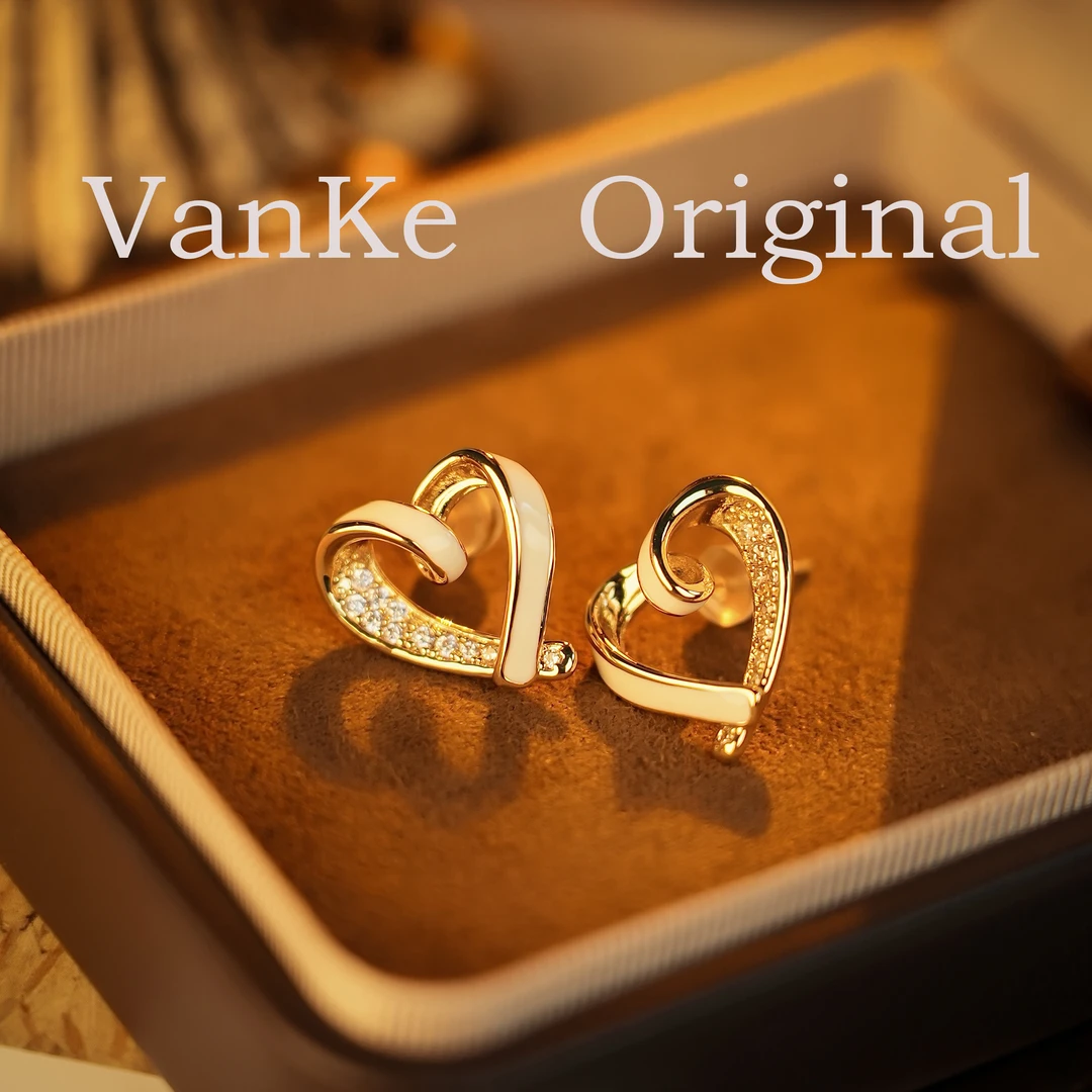 铜合金锆石耳饰 A1358【心上恋人】时尚轻奢简约法式镶嵌耳钉女