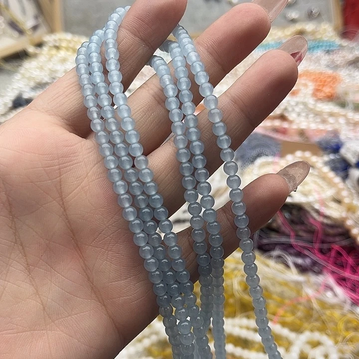 玛瑙/玉髓珠宝半成品未镶嵌一条4mm左右海蓝宝