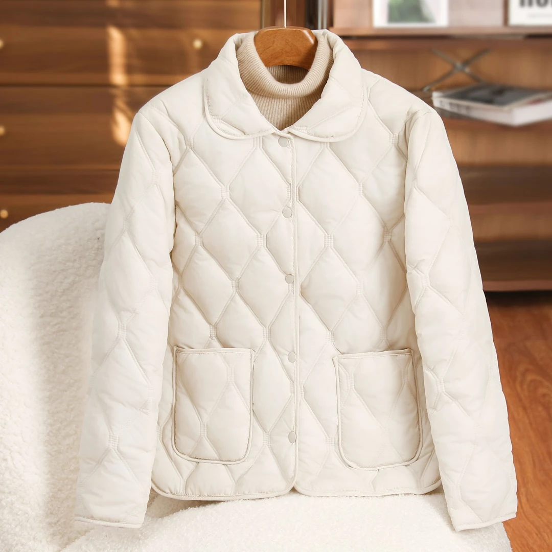 2025新款棉服外套秋冬春韩版轻薄轻职风百搭休闲保暖双线菱格