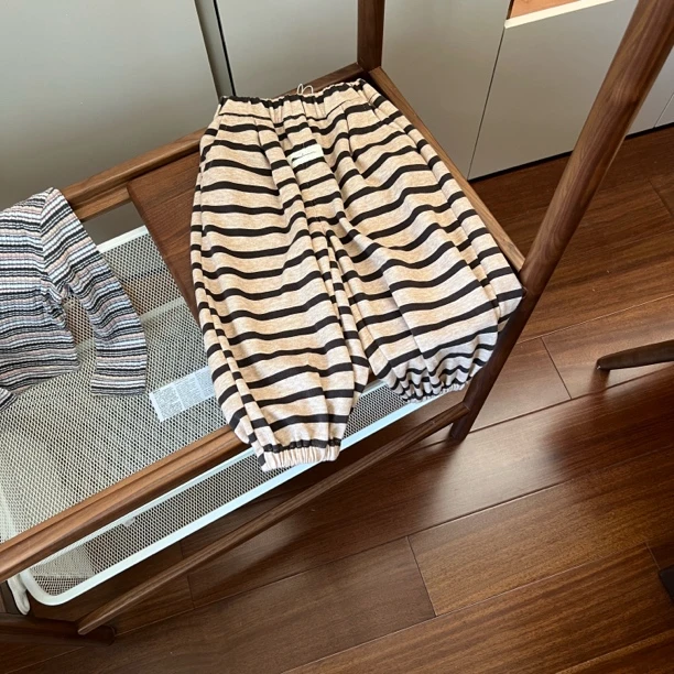 【编号S462】G85079-14-儿童时尚带标条纹裤卡其色-GDJY