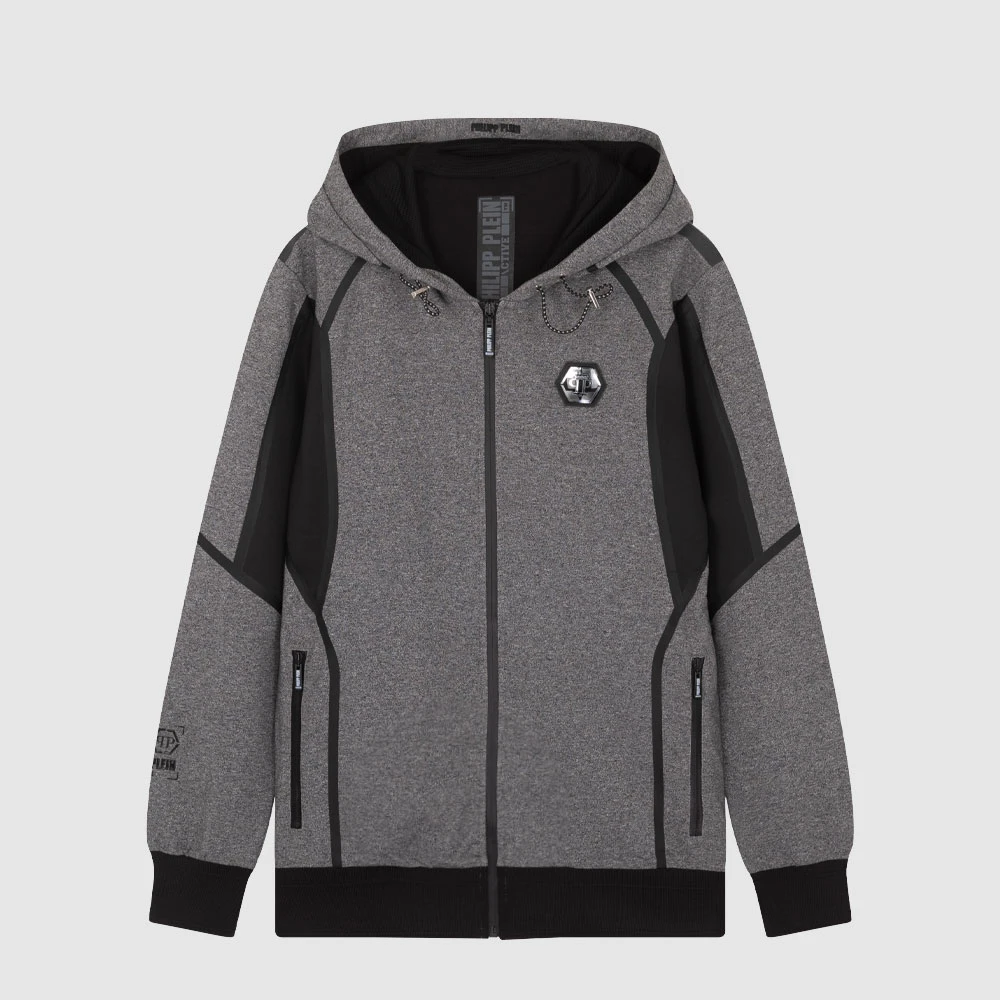 PHILIPP PLEIN PP拼接运动男外套连帽衫卫衣S19CMJB0874PJO002N10