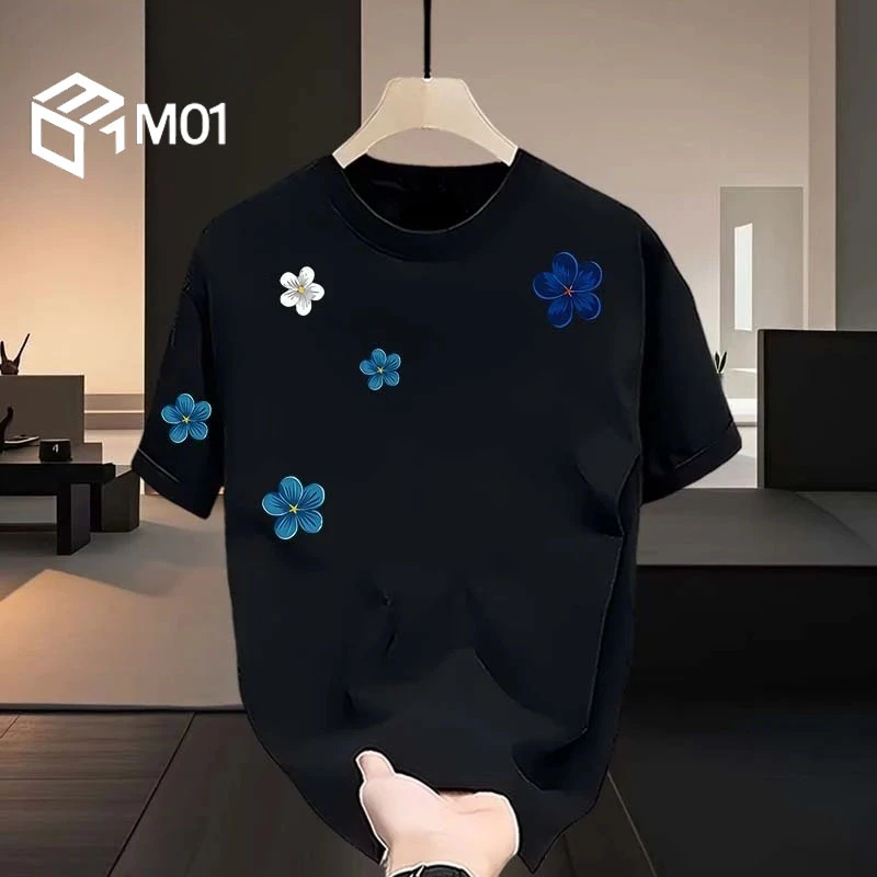 M01黑色重磅短袖t恤男夏季穿搭2025新款美式高街纯棉宽松半袖衣服