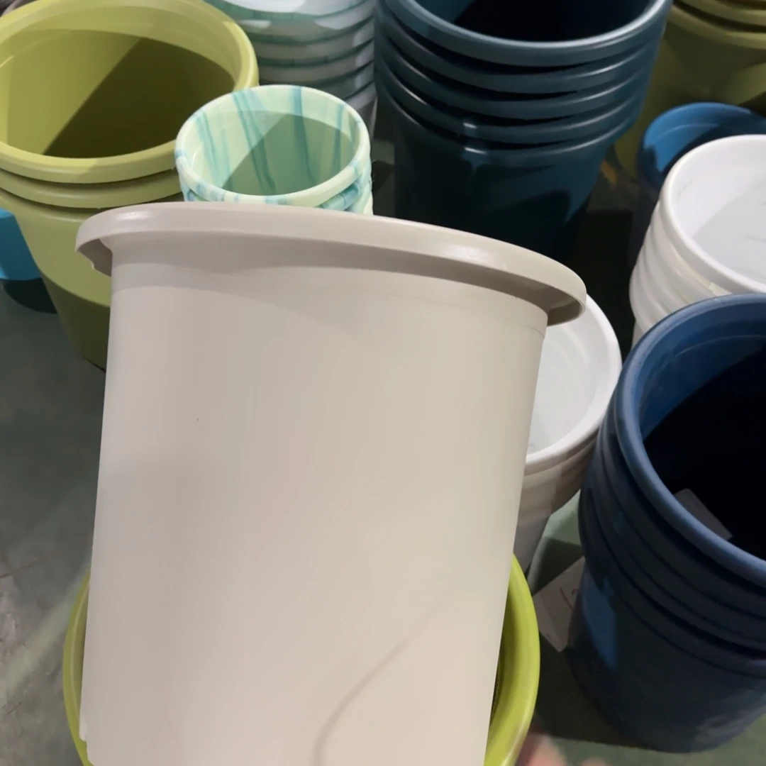 树脂四季盆8#无拖灰白微瑕3