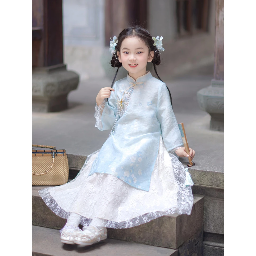 【118】]旗袍女童2025新款春秋儿童汉服古风新中式唐装国风连衣裙