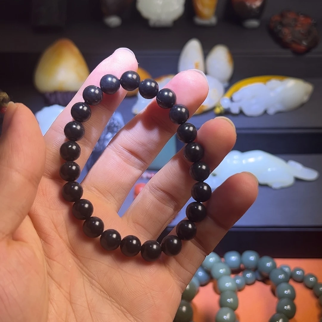 手链未镶嵌和田玉（墨玉）