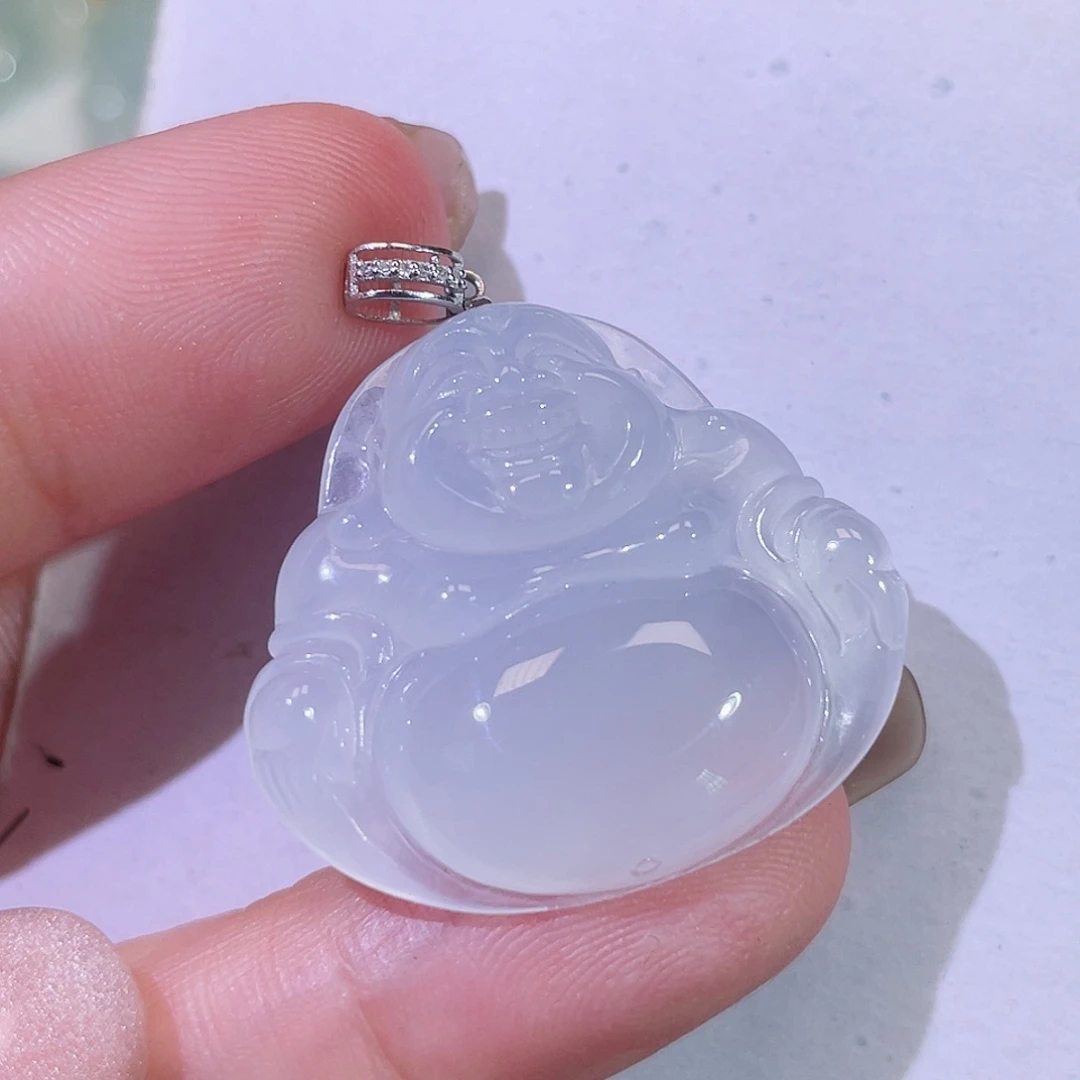 翡翠18K金镶嵌颈饰佛公