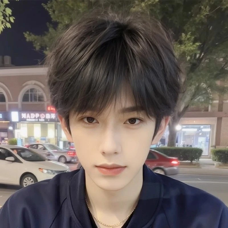 假发男生短发微分碎盖韩版帅气日常男士仿真发丝少年感男款全头套