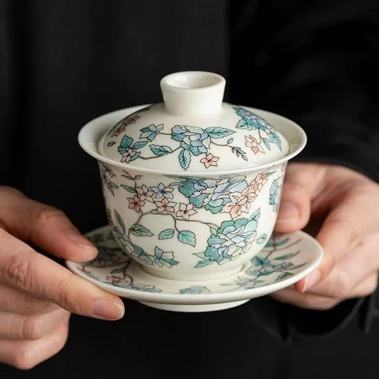 【现货】山茶花三才盖碗X937