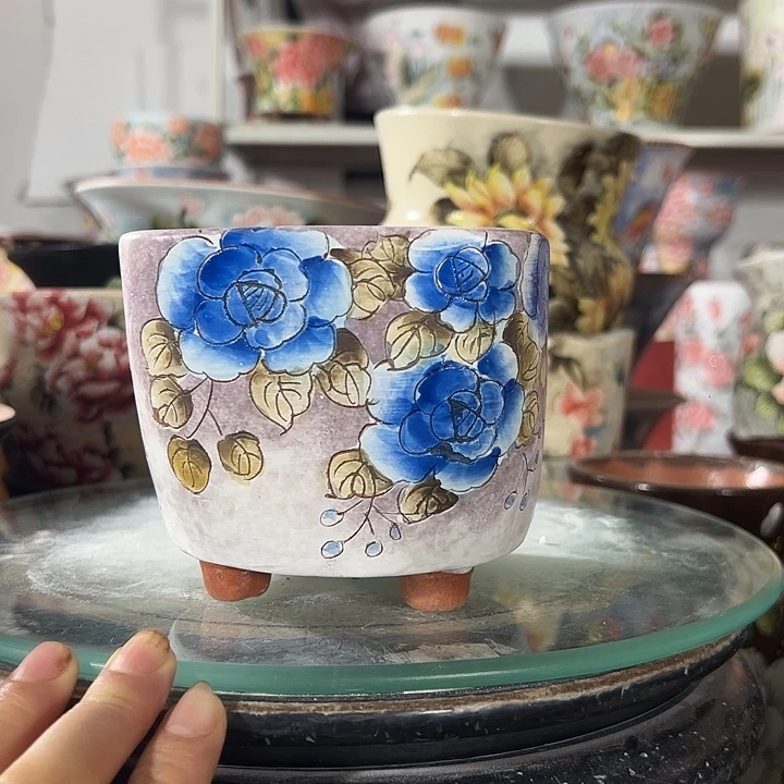 景德镇手绘花盆 满38包邮