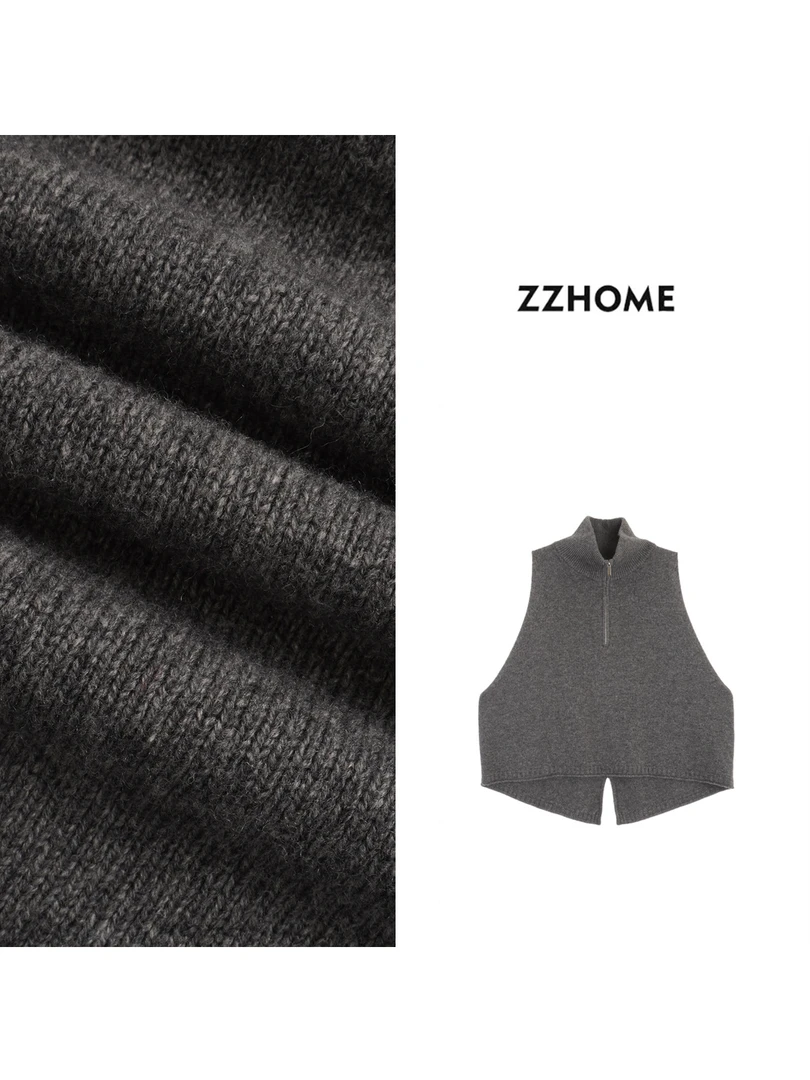 ZOZO HOME ｜反对称时髦暖雾精织拉链马甲6616