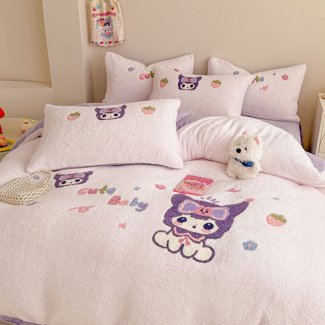 LM 0015 新款羊羔绒刺绣四件套 甜心宝贝