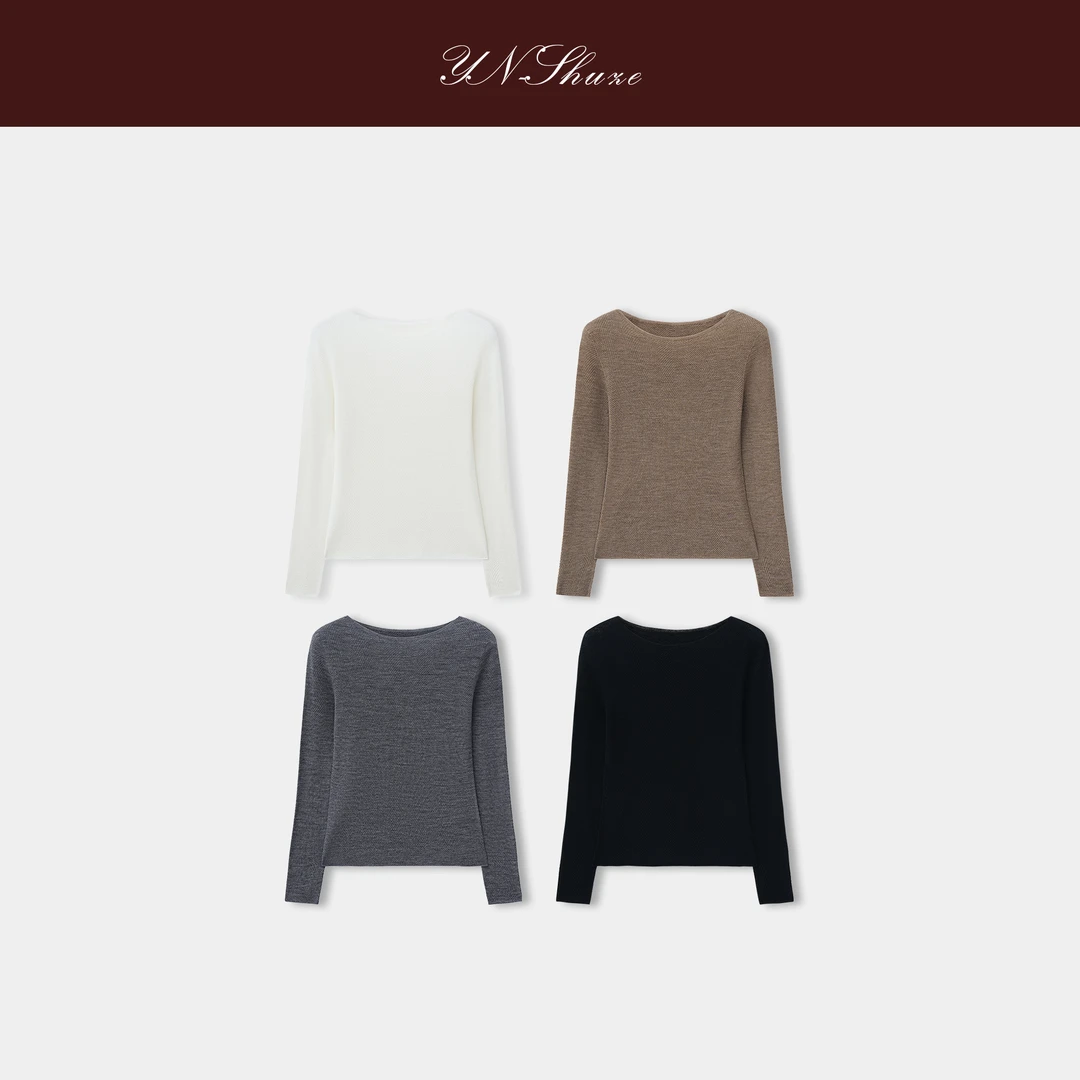 YN-SHUZE【云柔】简约百搭舒适人字纹打底上衣SZ-YNB-MC25823
