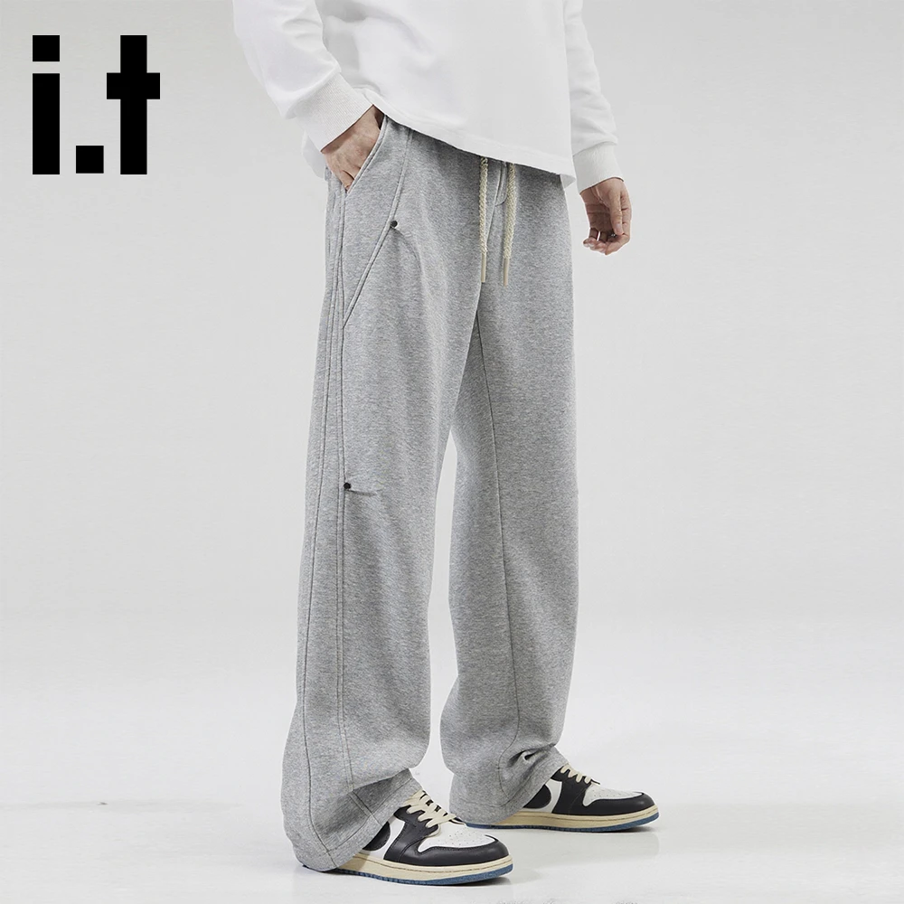 it:CHOCOOLATE潮流拼接阔腿休闲运动裤男2025秋冬季新款宽松直筒