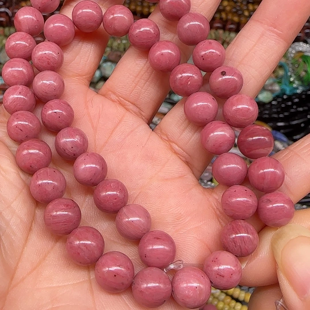 玛瑙/玉髓合金珠宝半成品红木纹8mm一条