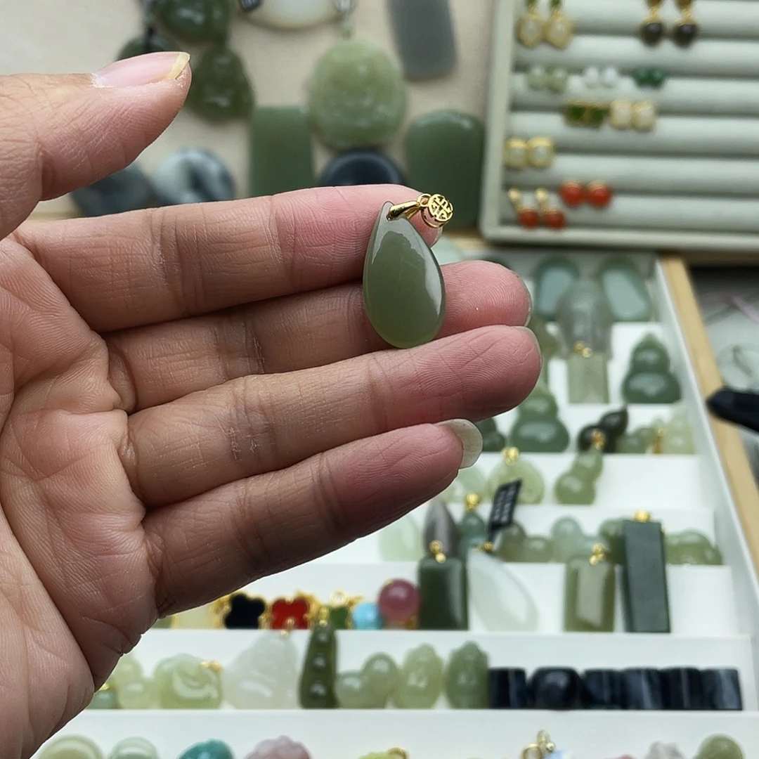 和田玉银S925镶嵌吊坠(不含链)