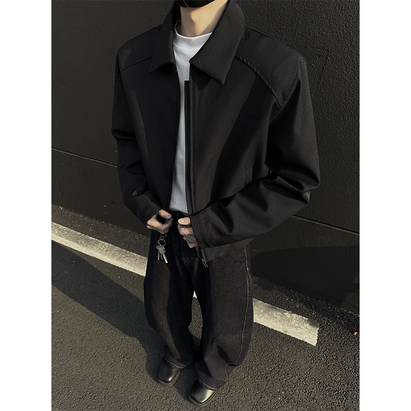 老钱风潮流翻领垫肩行政夹克男款秋冬美式潮牌高级感痞帅休闲外套