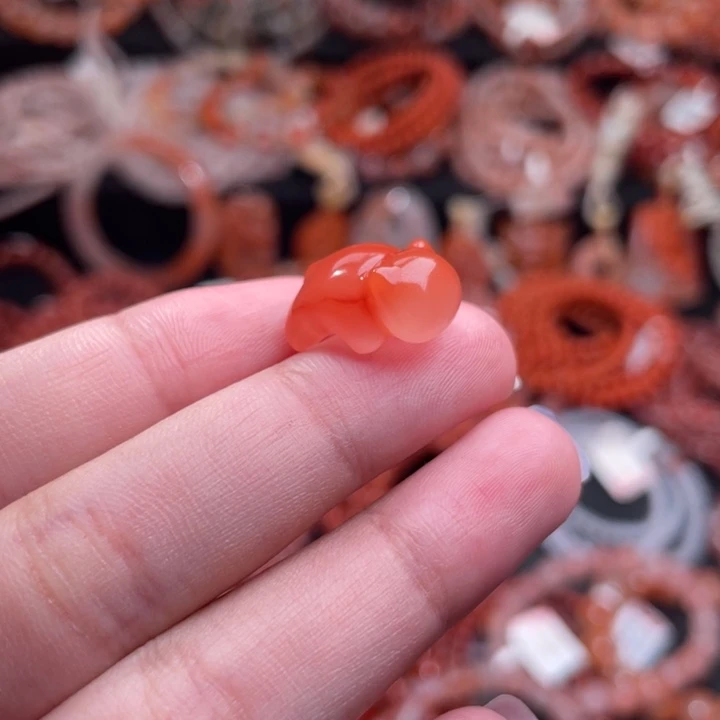 南红玛瑙未镶嵌配饰猫卡子2190打孔备注