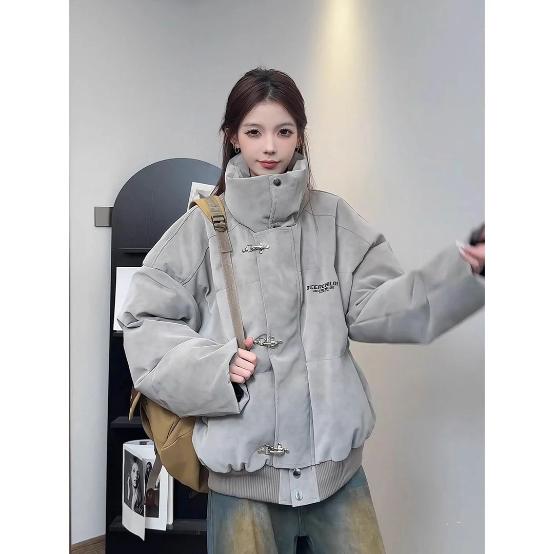 雾面pu皮机车棉服外套男冬季加厚保暖高级感立领cleanfit棉衣夹克