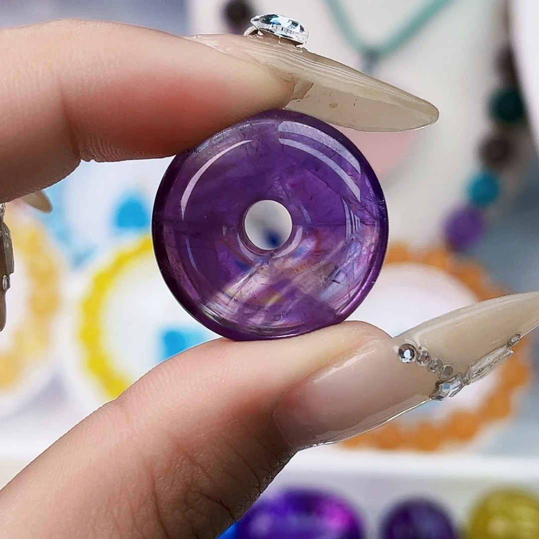 未镶嵌颈饰紫晶裸石定制