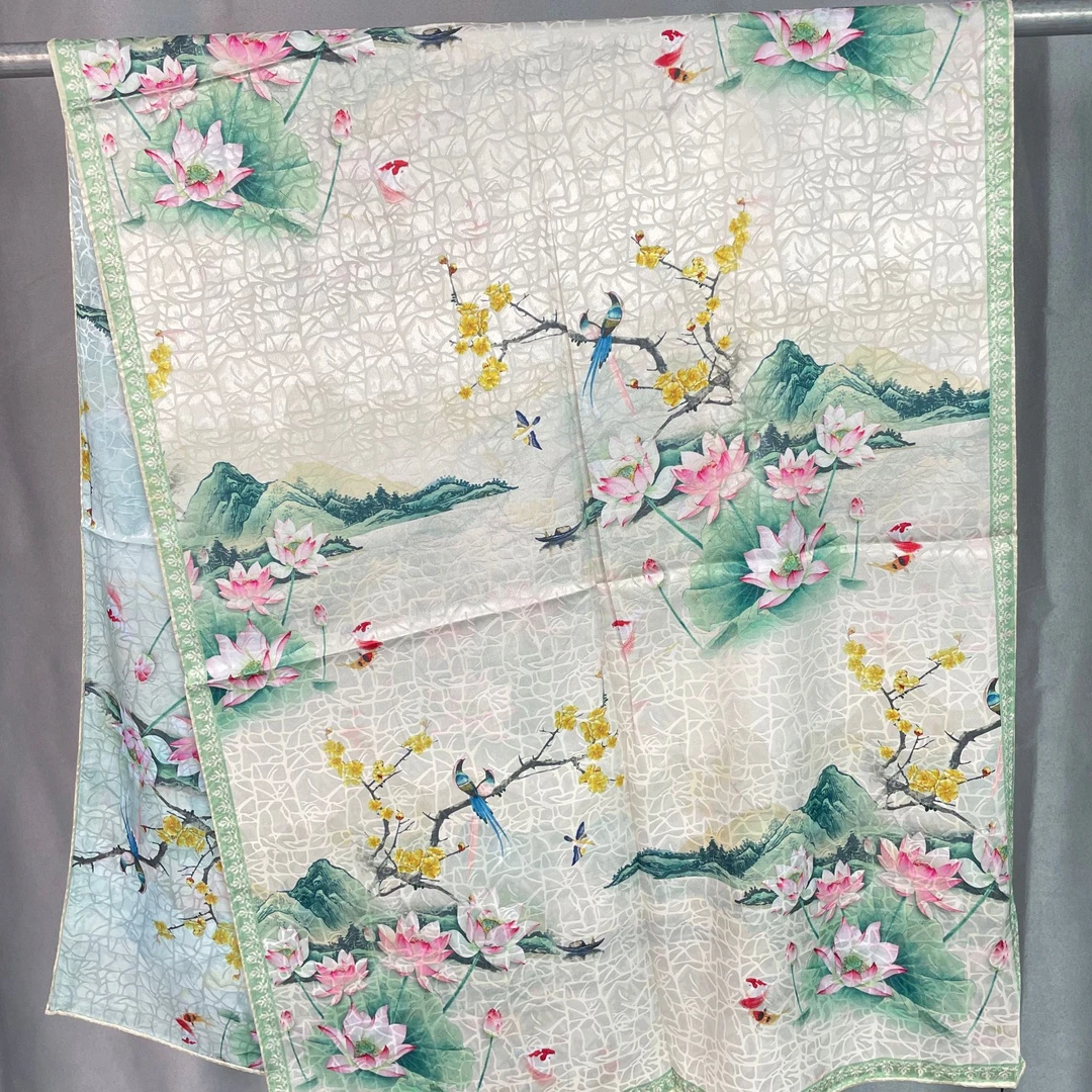 CZ-  鸟语花香  70*180百搭大气双面 龟裂纹 时尚春秋丝巾提花