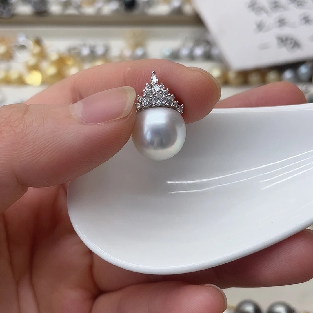 海水珍珠银S925镶嵌吊坠(不含链)