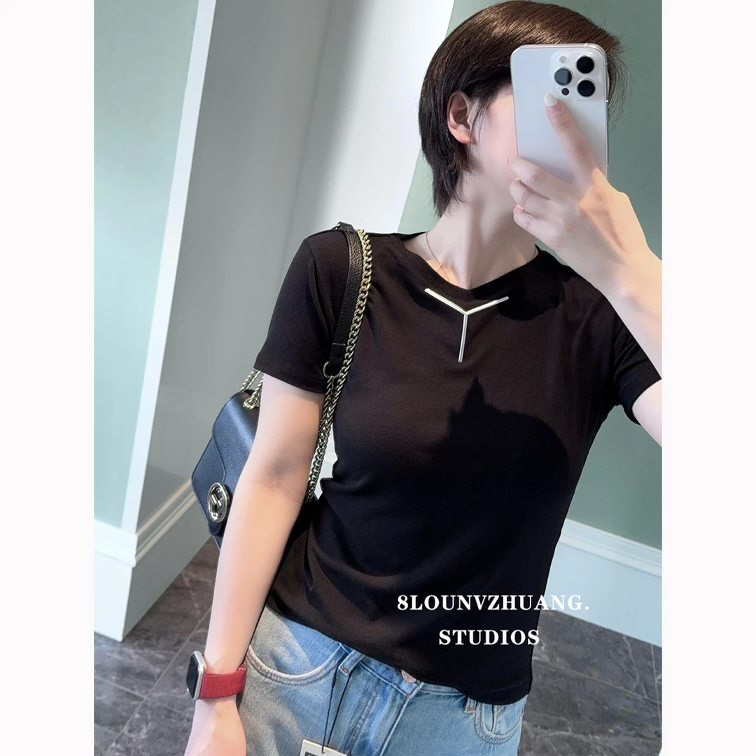 超显瘦短袖必入款2025夏季新款弹力不挑人短袖上衣女T13380