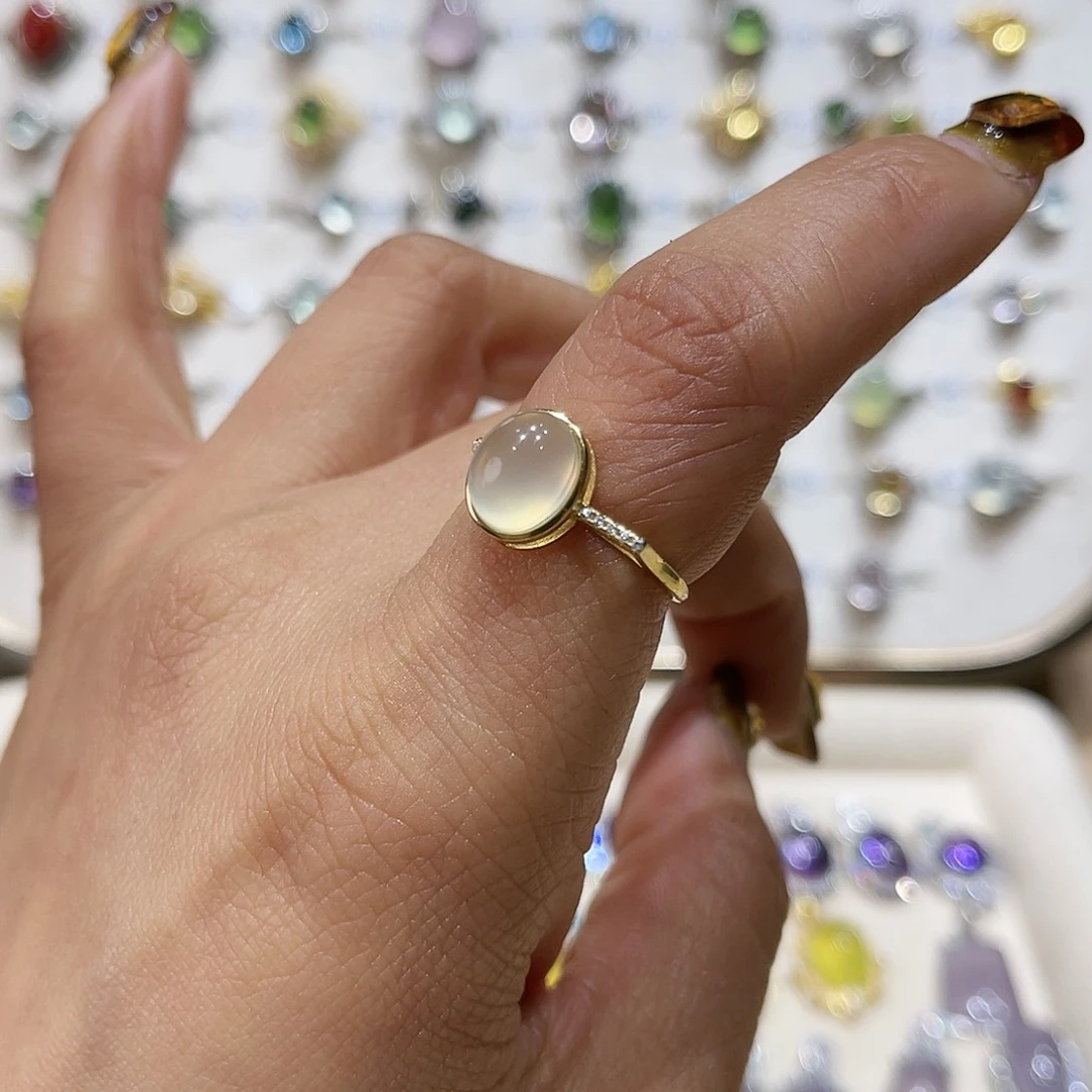 水晶戒指银S925镶嵌戒指