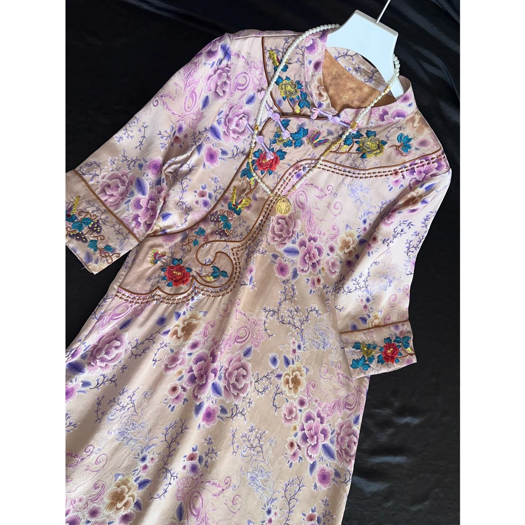 2465-常熟新中式春秋新款女士气质显瘦日常长款复古连衣裙