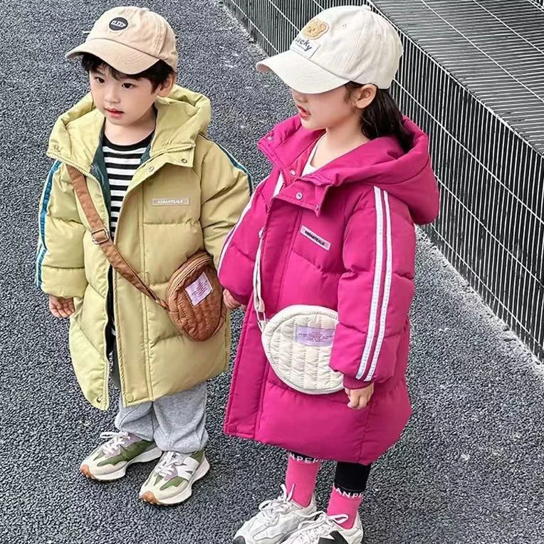 2025儿童中长款宝宝棉服男女童连帽棉衣宝宝中大小童保暖洋气外套