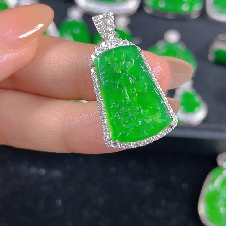 翡翠银S925镶嵌吊坠(不含链)