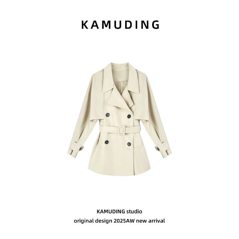 KAMUDING2025新款Y60杏色风衣时尚外套气质上衣25277
