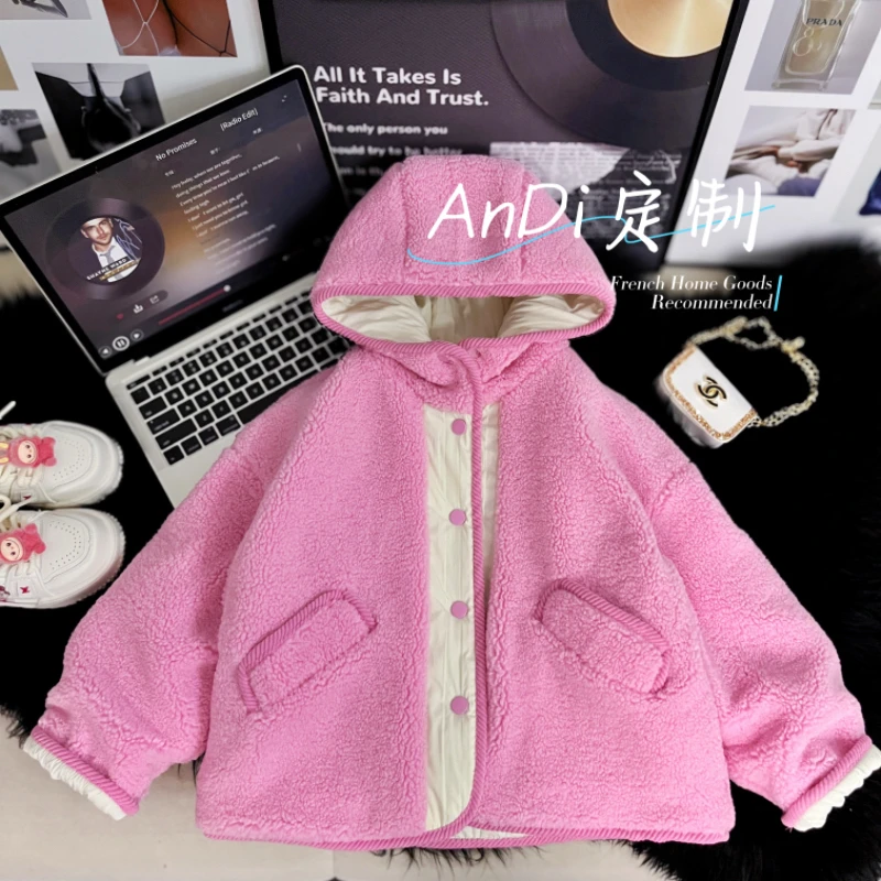 〖ANDI〗安迪秋冬新款女童中大童双面穿秋时尚加厚外套5182