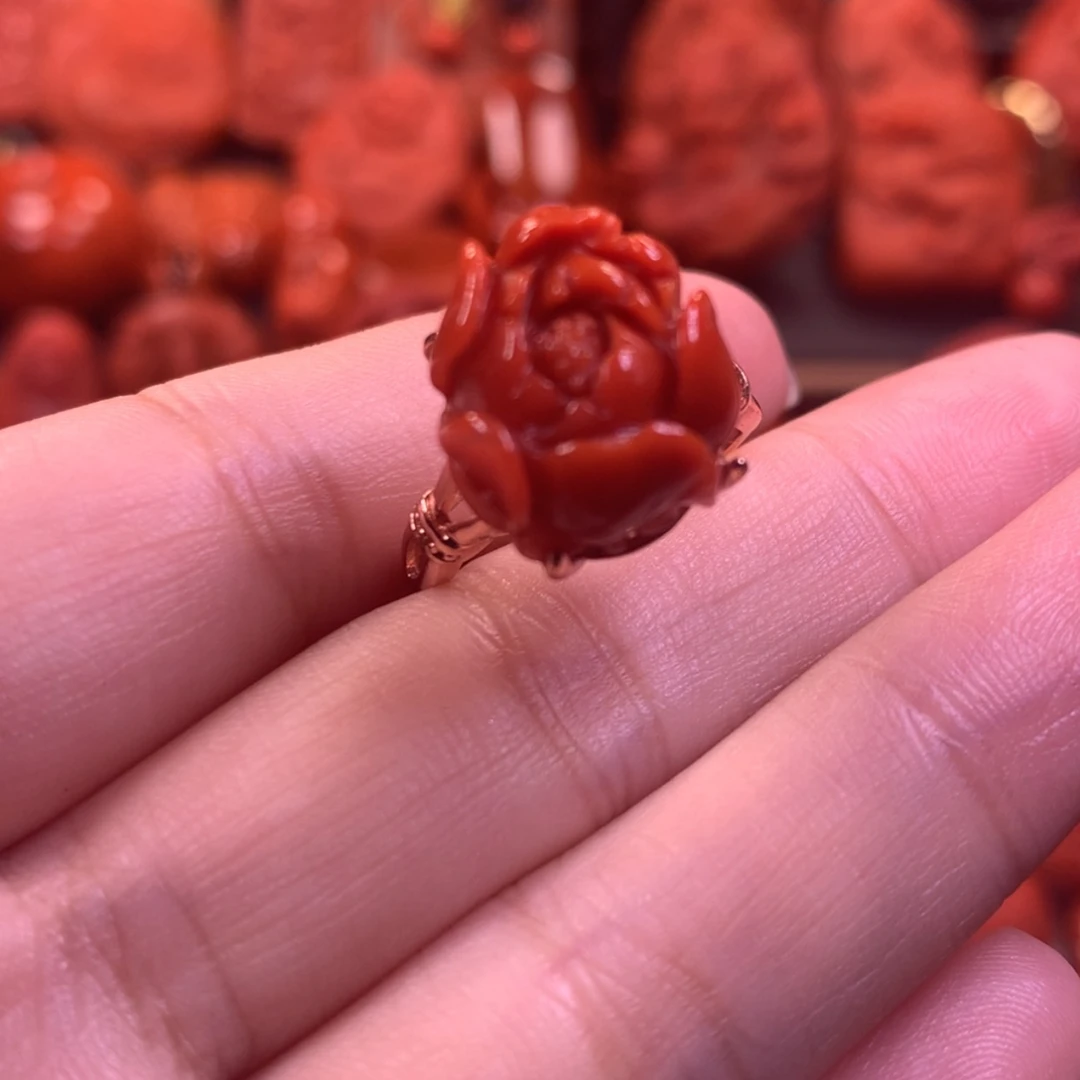 【闪购商品】银S925镶嵌戒指南红玛瑙