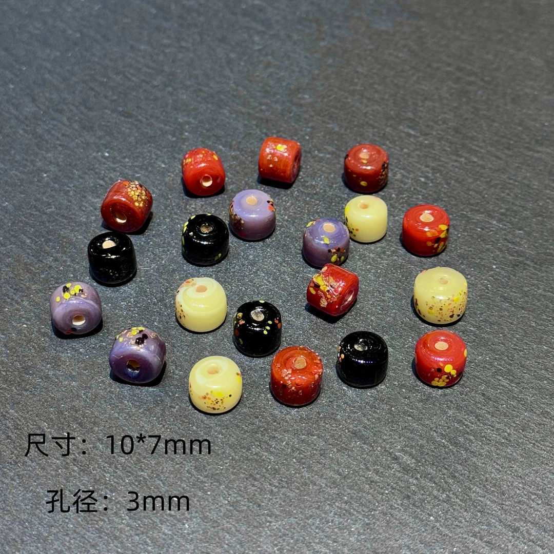 尼泊尔进口琉璃古法手工彩绘隔片珠琉璃DIY项链手串配件转运珠