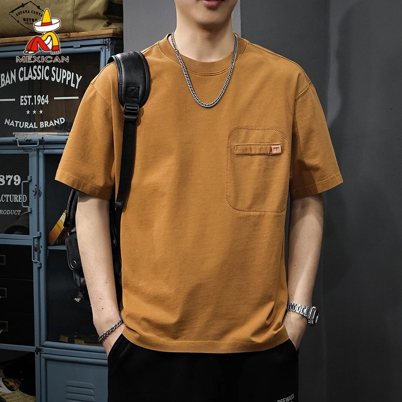 Mexican/稻草人夏季美式纯棉男士t恤短袖潮牌宽松休闲百搭半袖衫T