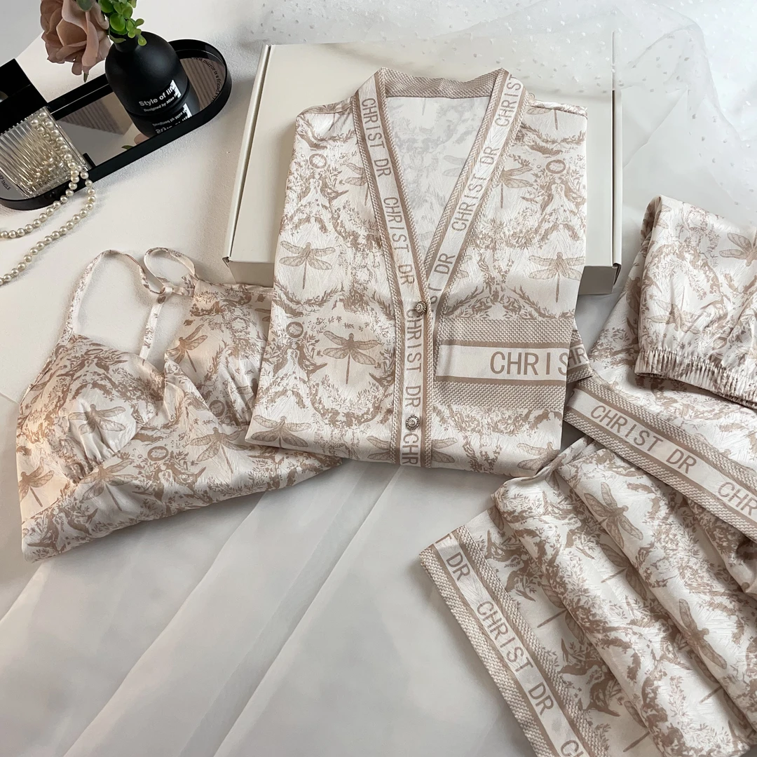 女装家居服睡衣四件套新款 女士轻奢设计