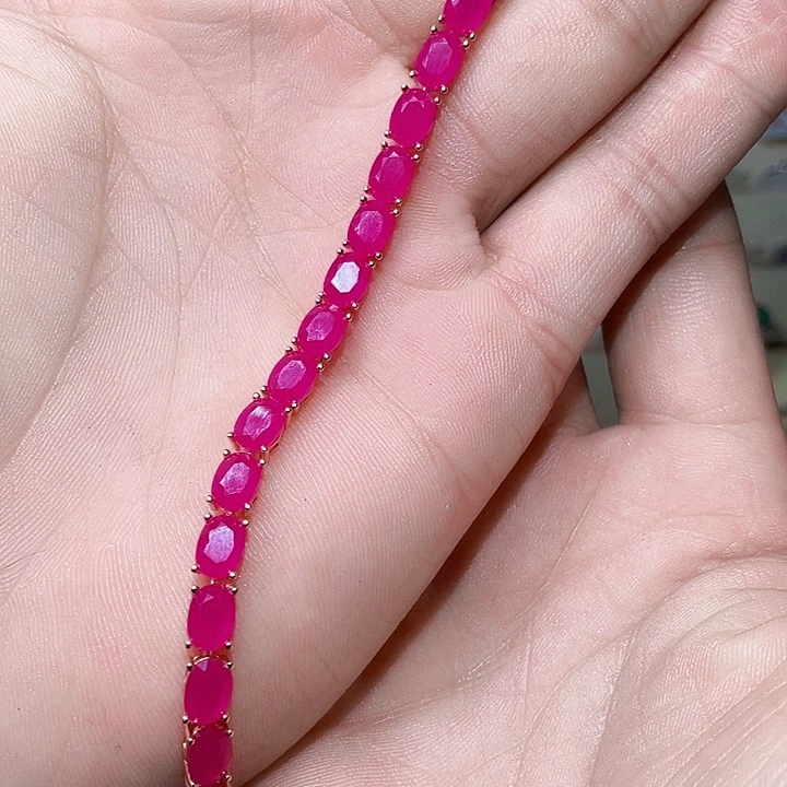 红宝石手链银S925镶嵌秋*