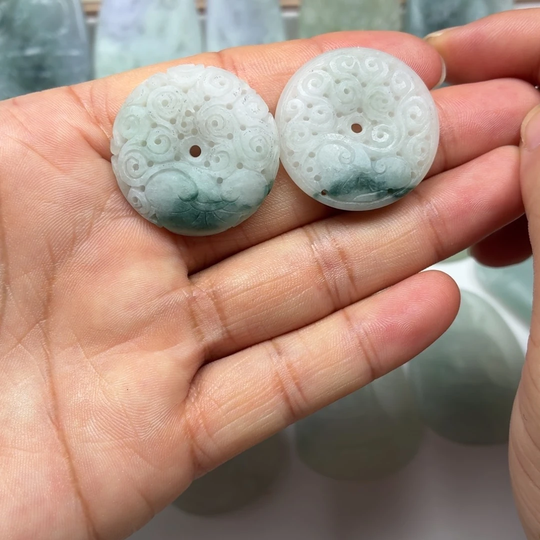未镶嵌定制翡翠一对平安扣