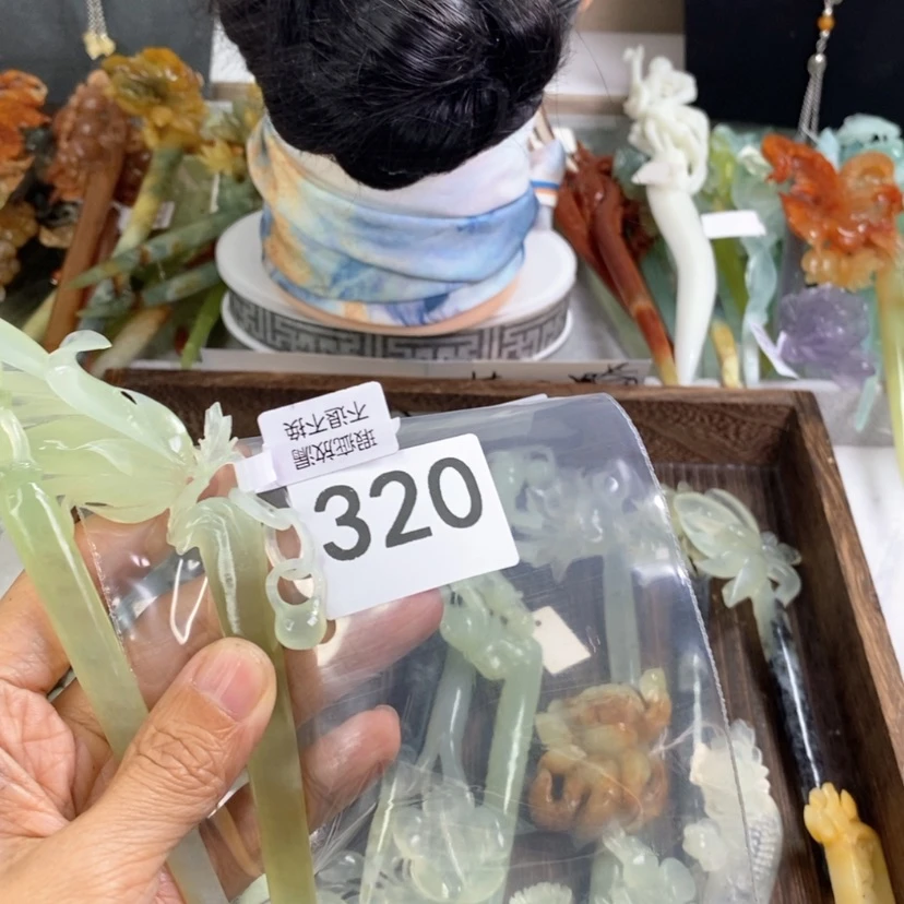 【闪购商品】岫玉发饰未镶嵌岚*べ