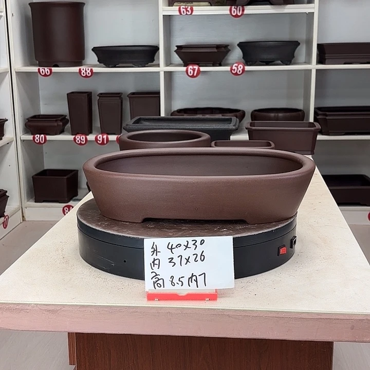 紫砂花盆直口椭圆小