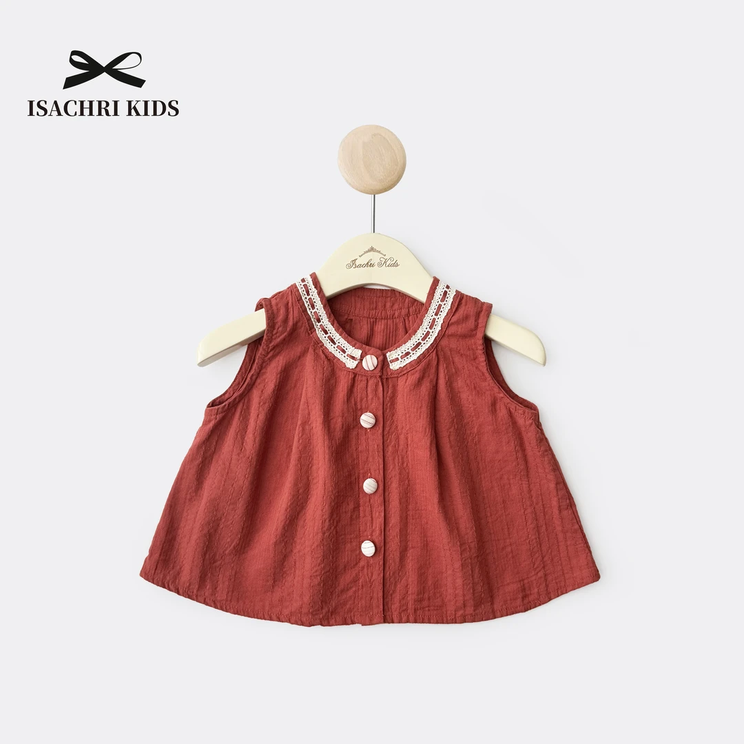 【1月5日反季清】千禧可爱女童夏装无袖娃娃衫红色背心宝上衣 IS581