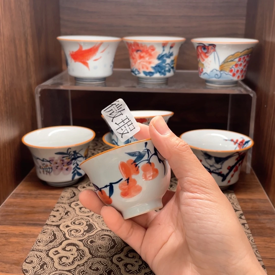 釉下手绘茶具微瑕