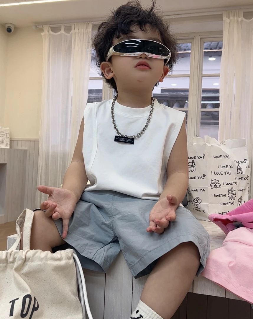 【棉逗熊品牌】2025男童韩版夏季休闲中大童百搭坎肩背心-15159